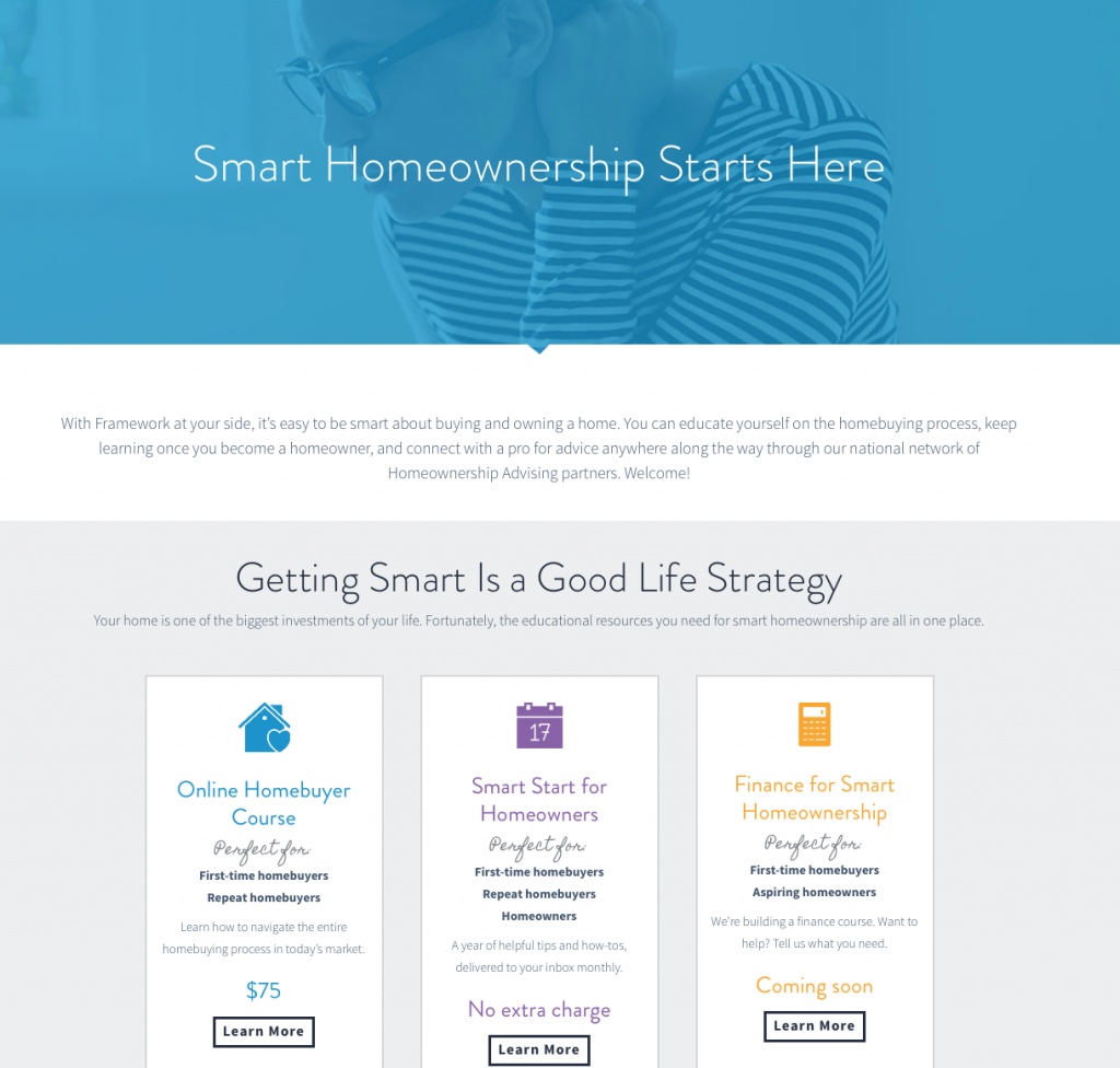 Work sample: Framework Homeownership home page