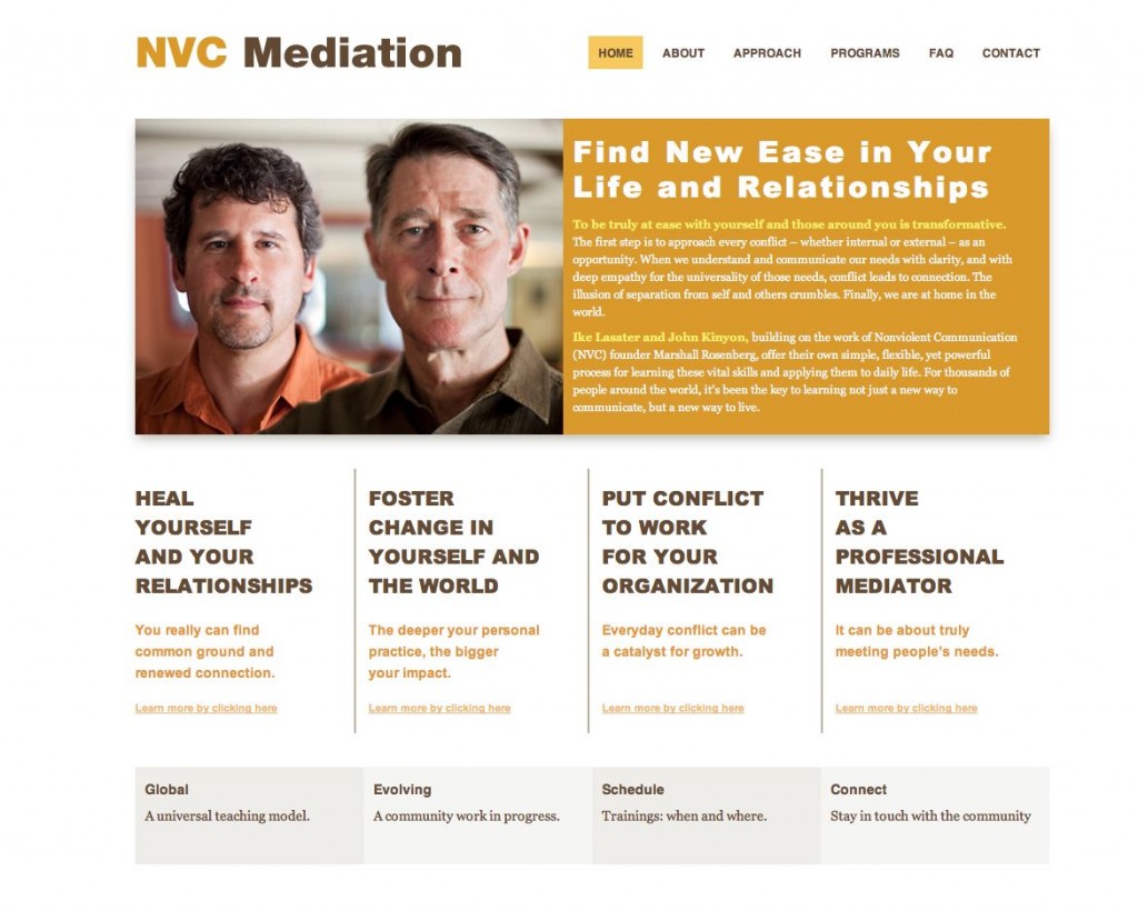 Work sample: NVC website home page